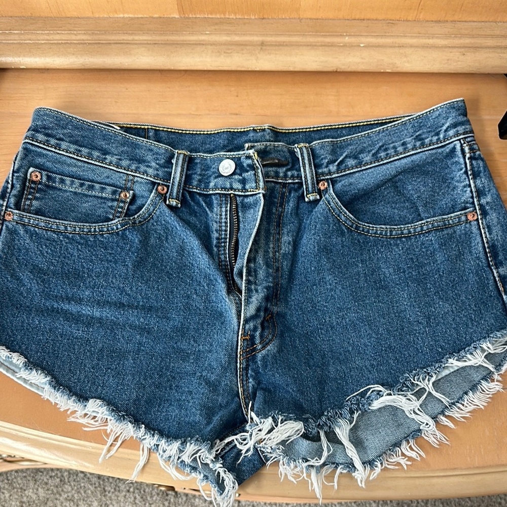 Levi's  505 Jean Shorts Distressed Frayed Hem